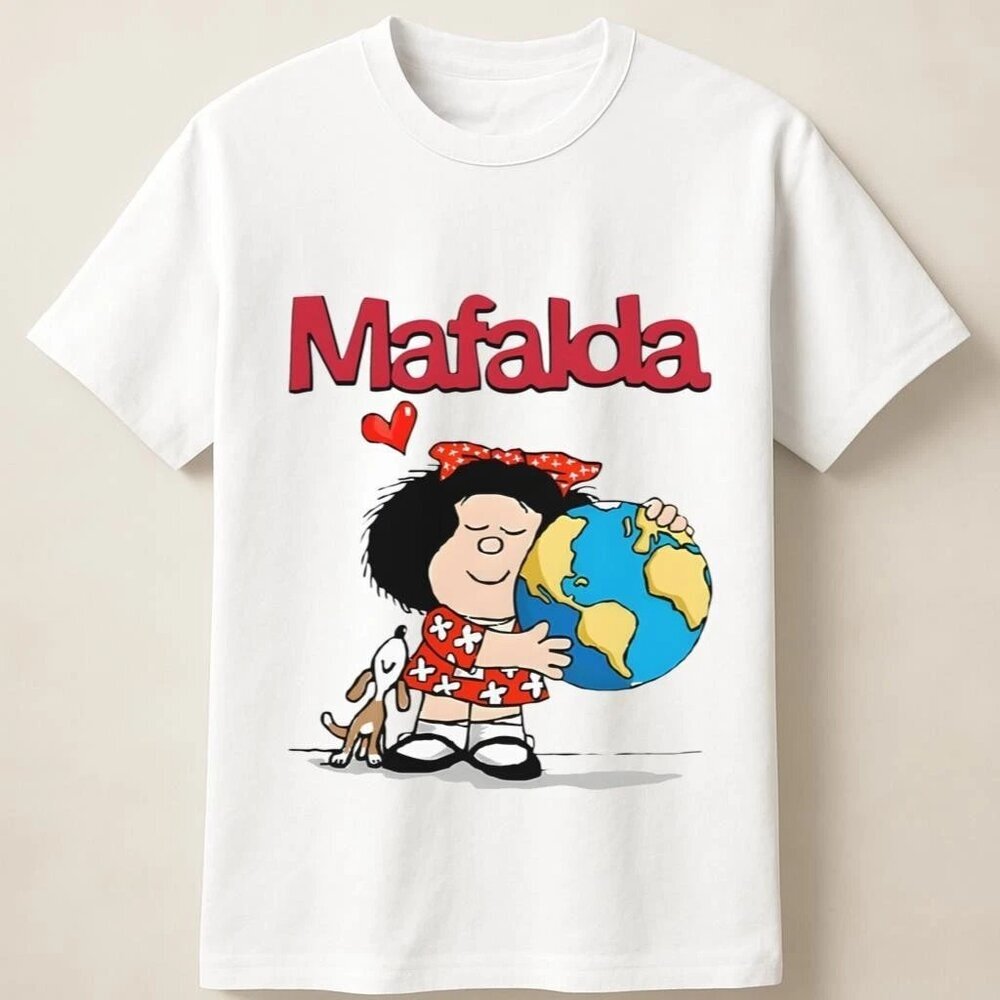 Mafalda Hug Earth Graphic From Iconic Comic Strip Fan Art Unisex T Shirt 90